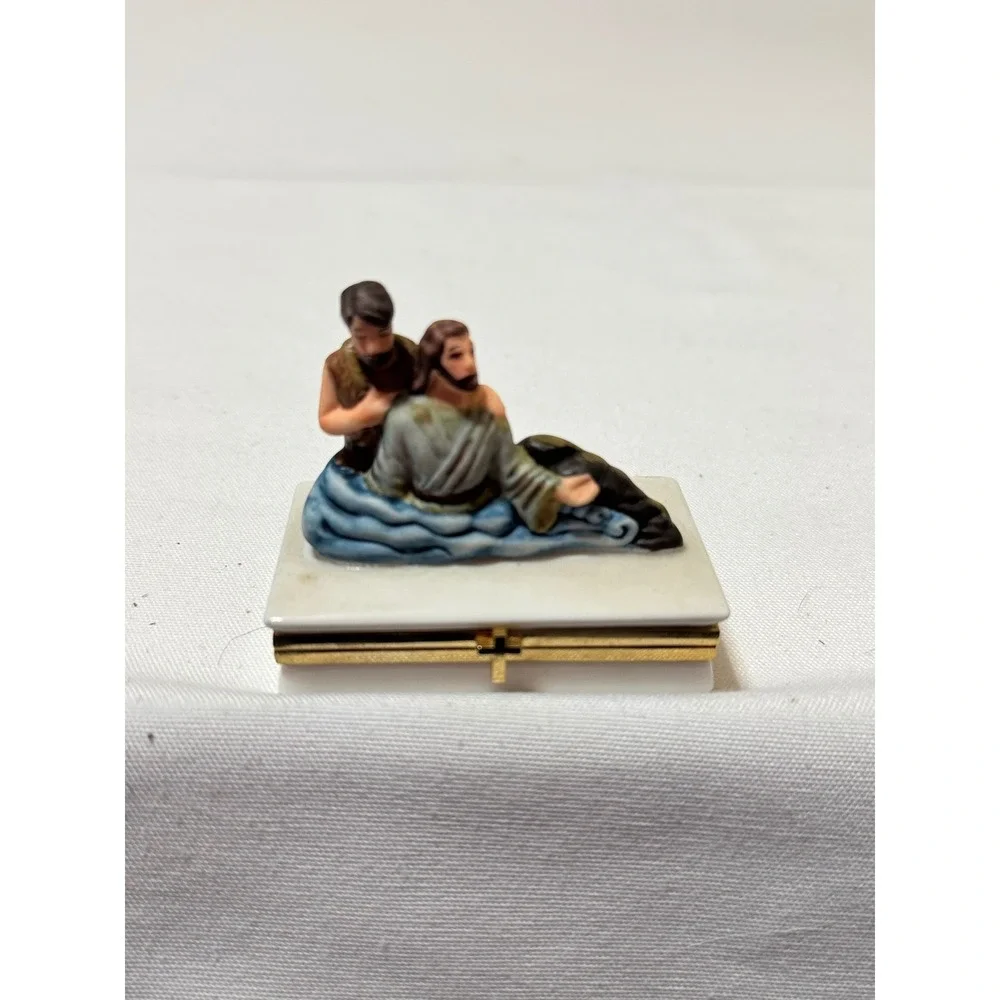 Limoges Baptism of Christ Life of Christ Porcelain Trinket Box Limited Ed 2009